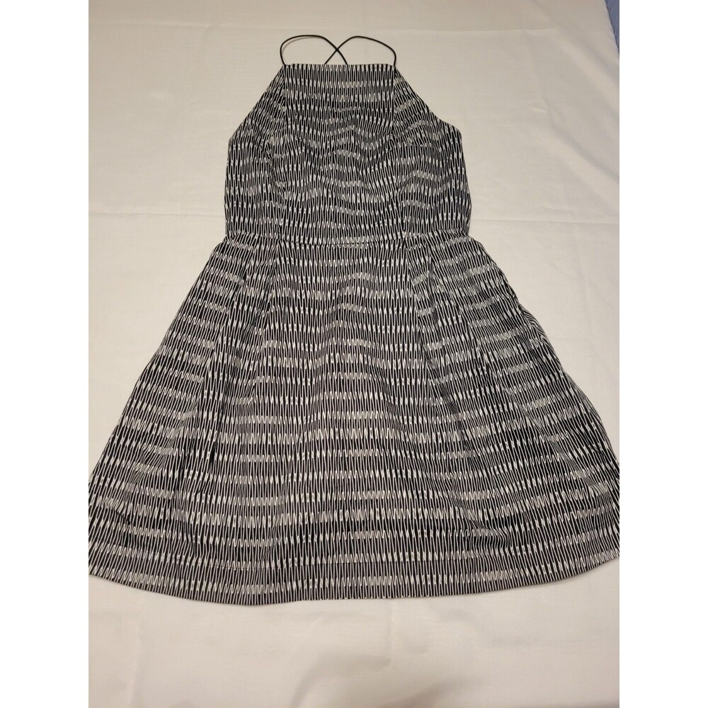 kate spade SATURDAY Criss Cross pockets Dress Black White Geometric Cotton 6